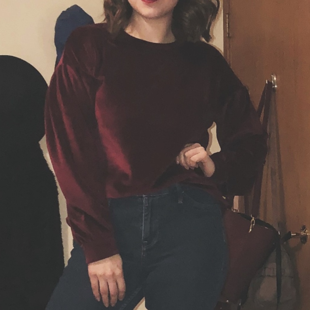 Velour pullover sweatshirt